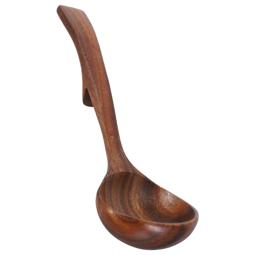 5Pcs Large Wood Soup Ladle Long Handle with Hook Non-Stick Kitchen 2