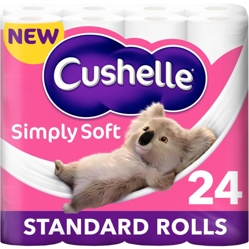 Cushelle Simply Soft Toilet Roll – 24 Standard Rolls – Soft & Strong Bathroom Tissue