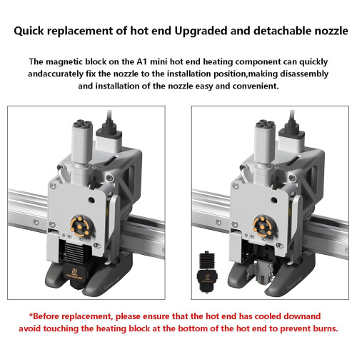 Κιτ αναβάθμισης Hotend A1Mini με ακροφύσιο από σκληρυμένο χάλυβα 0,8 mm και κάλτσες 2
