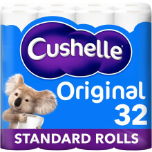 Cushelle Original Toilet Roll – 32 Standard Rolls – Soft & Strong Bathroom Tissue – Family Value Pack