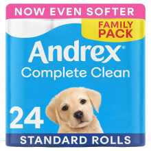 Andrex Complete Clean Toilet Roll – 24 Rolls – Unique 3D Wave – FSC Certified – Previously Classic Clean