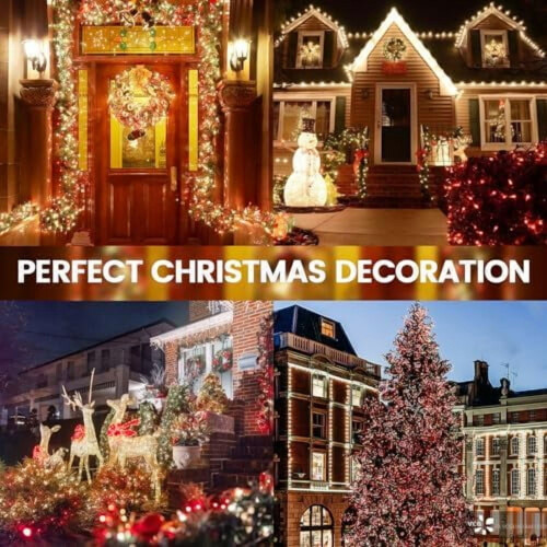 2-Pack 164FT 400LED Red/White Christmas String Lights, 8 Modes, Indoor/Outdoor Plug-in Tree Lights 1