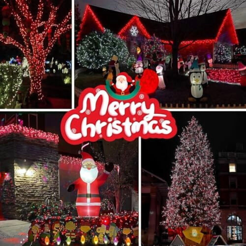2-Pack 164FT 400LED Red/White Christmas String Lights, 8 Modes, Indoor/Outdoor Plug-in Tree Lights 2