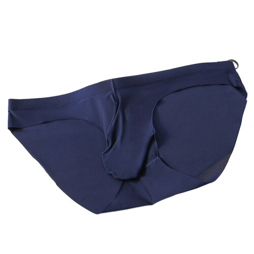 Men's Ice Silk Convex Briefs Mid-Waist Solid Color 1