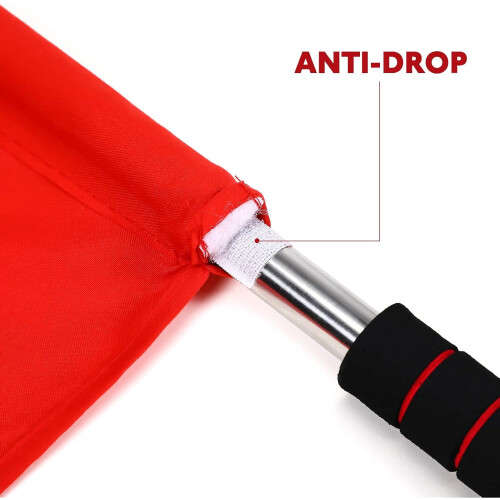 Referee Flags Red 2 pcs Stainless Steel Sponge Handle 2