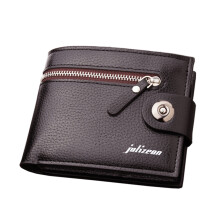 Mens Wallet Zipper Button Bifold Purses Retro Leather Credit Card Holder with ID Window for Work and Weekend Shopping