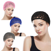 3Pcs Soft Rayon Mesh Hair Nets for Sleeping – Elastic Crocheted Snoods Compatible with All Hair Types