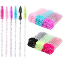 300 wegwerp mascaraborsteltjes, wimperborsteltjes (spoolies) voor wimperverlenging, wenkbrauwen en make-up (kristallen)
