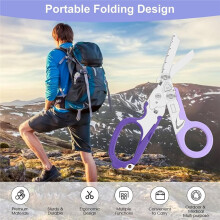 6-in-1 Hochleistungs-Notfall- und Traumaschere, Faltbare und Einziehbare Notfallschere, Outdoor-Campingwerkzeug, Sicherheitsgurtschneider