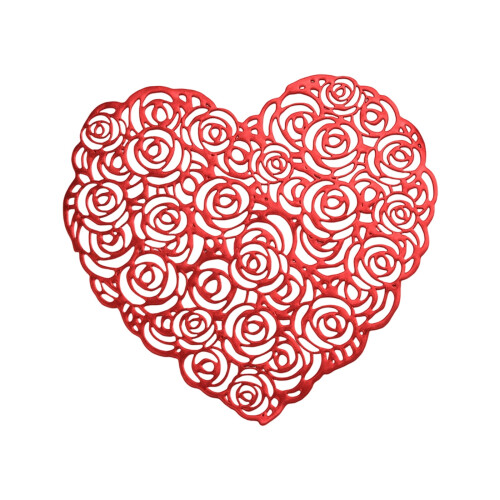 Heart-Shaped PVC Table Mat – Red, 38 cm, Waterproof & 1
