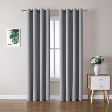 Grommet Blackout Curtains for Bedroom and Living Room - 2 Panels Set Thermal Insulated Room Darkening Curtains (Light Grey, 52W x 95L)