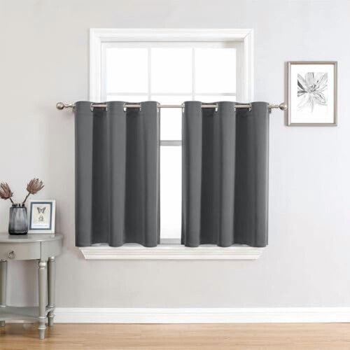 Grey Grommet Curtains 42x63in 2-Pack Thermal Blackout
