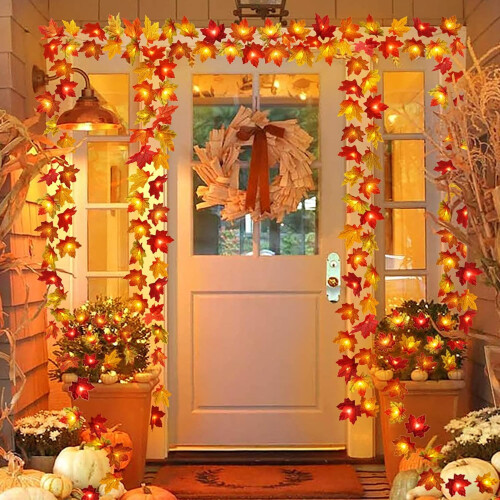 Maple Leaf String Lights 10ft 20LED Battery Powered