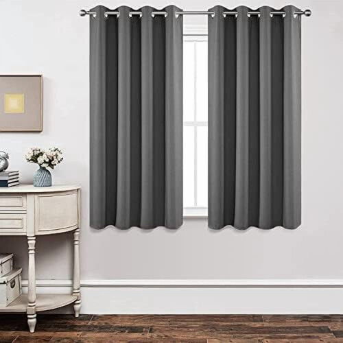 Blackout Curtains 52x54 in Light Grey, 2-Pack Polyester