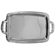 Plateau rectangulaire en argent antique (1 pièce) pour la décoration de la salle à manger ou du plateau à café.