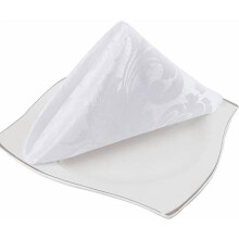 Damast-Jacquard-Stoffservietten, wasserdicht und fleckenabweisend, aus Polyestergewebe, weiß, 4er-Set, 43 x 43 cm