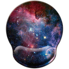 (10-Starry sky) Blue Marble Ergonomic Mouse Pad with Memory Foam Wrist Rest, Non-Slip Rubber Base, for Home Office & Gaming