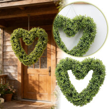 Couronne de cœur artisanale pour la Saint-Valentin avec fleurs séchées – Décoration murale/de porte intérieure/extérieure, idéale pour un