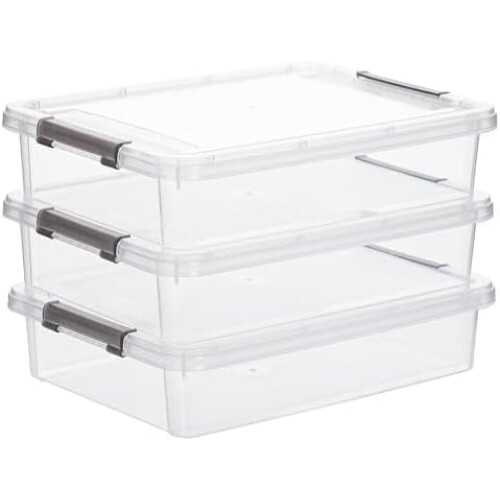 Clear stackable plastic storage bins with lids3pcs
