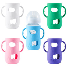 3er-Pack Silikon-Babyflaschenhüllen mit Griffen, niedliche Flaschenüberzüge, bruchsichere Schutzhüllen für Babys und Kleinkinder