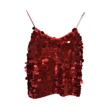 Regata feminina com lantejoulas, top brilhante com glitter para carnaval, sem mangas, cor sólida, blusa regata com brilho, top casual de verão para