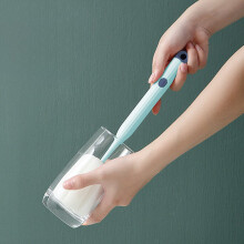 Brosse à biberon, goupillon à long manche avec système de nettoyage intégré pour biberons et pailles. Nettoyage efficace. Plastique, bleu.