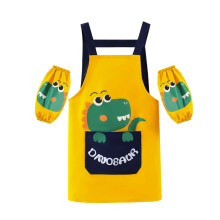Kids Art Smock, Sleeveless Cartoon Graphic Apron with Pocket, Yellow, 10–15 Years, Compatible with Drawing & Painting