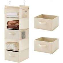 5-Tier Hanging Closet Organizer with 2 Drawers