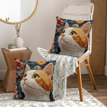 Cute Animal Print Pillow Cover 17x17", Soft Flock Fabric, Invisible Zipper, Machine Washable, Indoor/Outdoor Use