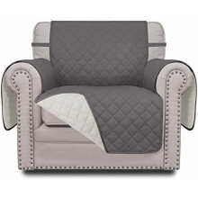 Reversible Water-Resistant Sofa Slipcover – Gray & Ivory,