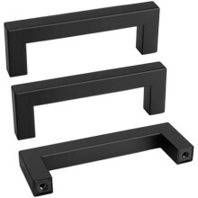 Poignées de meuble en acier inoxydable noir, 8,9 cm (3,5 po), paquet de 2
