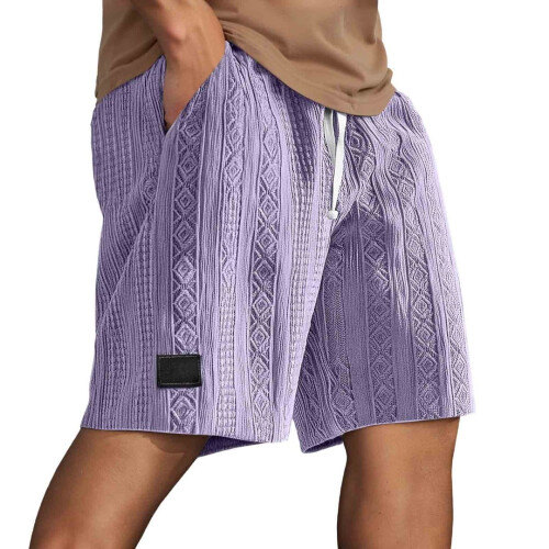 Short décontracté uni pour homme, coupe ample, taille élastique avec