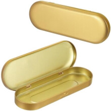 Scatola in metallo con cerniera, rettangolare, 6,9x2,4x0,7 pollici, 2 pezzi, colore oro.