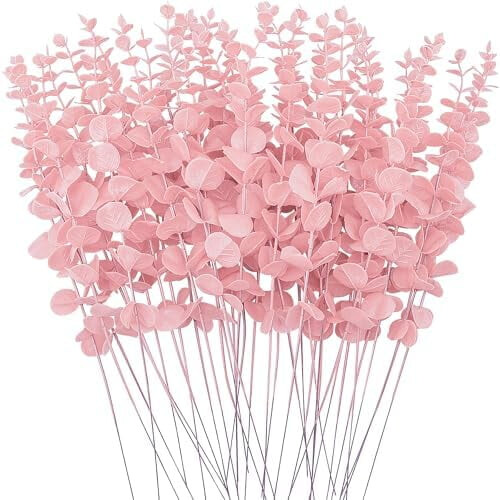 36-Piece Pink Artificial Eucalyptus Stems, 15 in