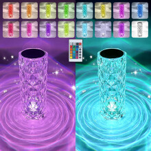 Kristály asztali lámpa, RGB, 16 szín, 4 üzemmód, USB-s újratölthető