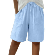 Shorts femininos leves e casuais - Capris de cor sólida com tecnologia de absorção de umidade para esportes, corrida e uso diário.