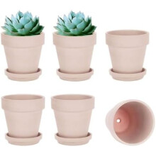 Pots en terre cuite rose avec soucoupes (lot de 6)
