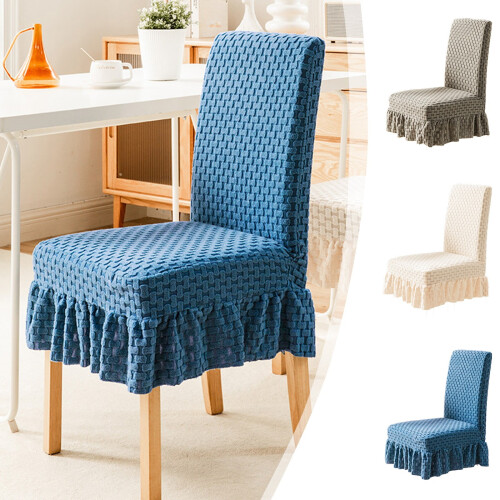 Blue Stretch Chair Covers with Skirt – Universal Fit