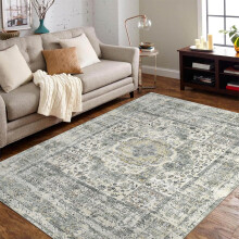 5x7 Machine Washable Area Rug – Soft, Non-Slip, Low-Pile, Non-Shedding, Green Boho Rug for Living Room, Bedroom, Kitchen, Entryway, Dining Room &
