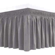 Jupe de lit enveloppante pour lit simple/simple XL, retombée de 43 cm, gris argenté, élastique ajustable, infroissable et résistante à la