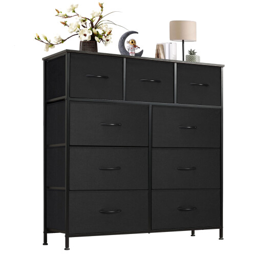 9-Drawer Fabric Storage Cabinet Black