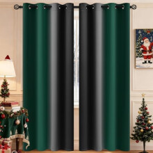 Dark Green & Black Blackout Curtains 52x72 in Set of 2