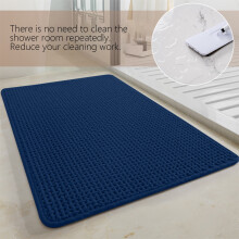 Alfombra de baño de poliéster de 80x50 cm, color azul.