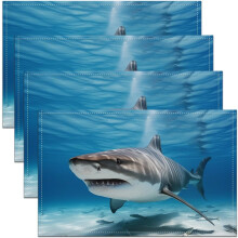 Shark Placemats Set of 4, 18x12 Inch Ocean Theme