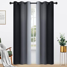 Ombre Blackout Curtains 52x84 in, 2 Panels with Silver