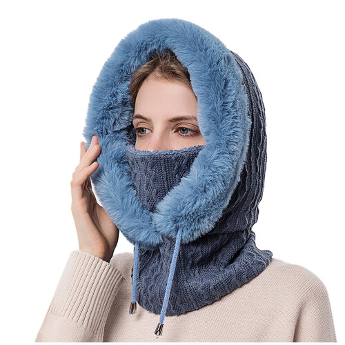 Γυναικεία καπέλα Slouchy Fleece Beanie με κασκόλ, μάσκα, κορδόνι, χειμωνιάτικο ζεστό καπέλο