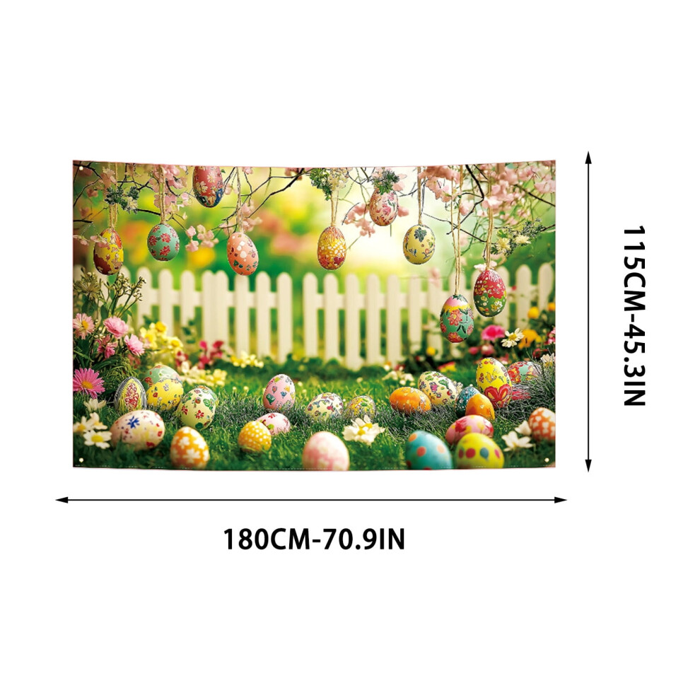 Easter Backdrop With Bunny & Eggs Â Indoor/Outdoor Photo Booth Background, Vinyl Photography Prop For Kids & Family, Compatible With Easter Themes 9165521578375