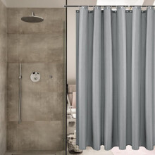 Doublure de rideau de douche en tissu gris uni avec 12 crochets et œillets métalliques, qualité hôtelière, lavable en machine, pour salle de