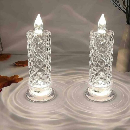 Velas de LED sem chama Rose Shadow, brancas, pacote com 2 unidades
