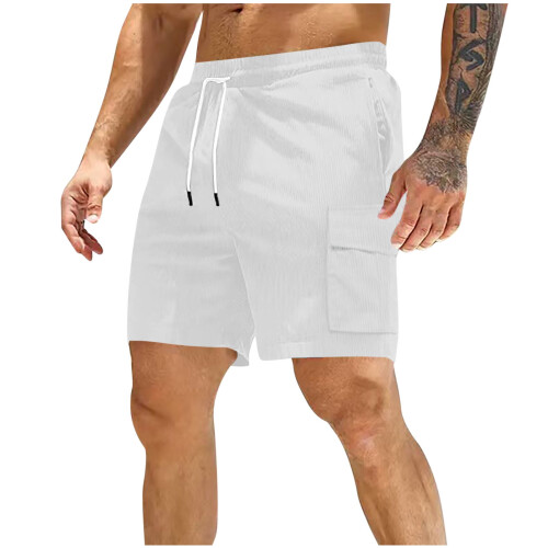 Ανδρικά Σορτς Casual Μονόχρωμο Κοτλέ Casual Ελαστικές Τσέπες Μέσης Σορτς Εργασίας